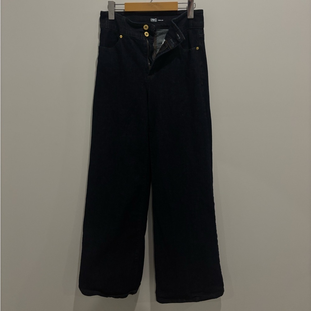 INC International Concepts Dark Blue high waisted Wide-Leg Jeans